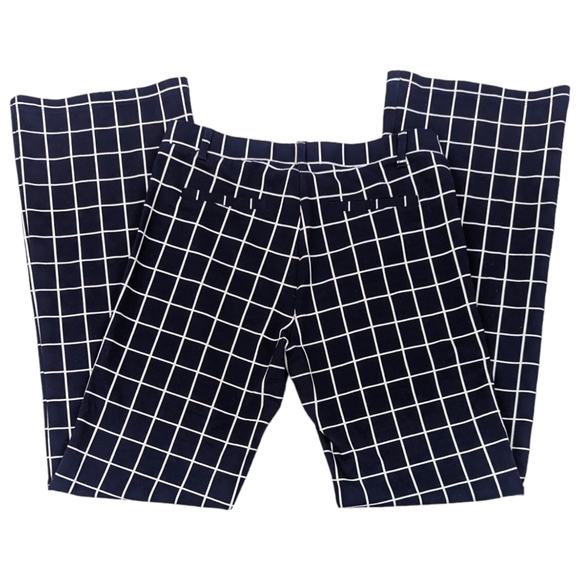 Betabrand Windowpane Stretch Dress Pants Career Womens Medium Navy Blue Pull On - Picture 6 of 11